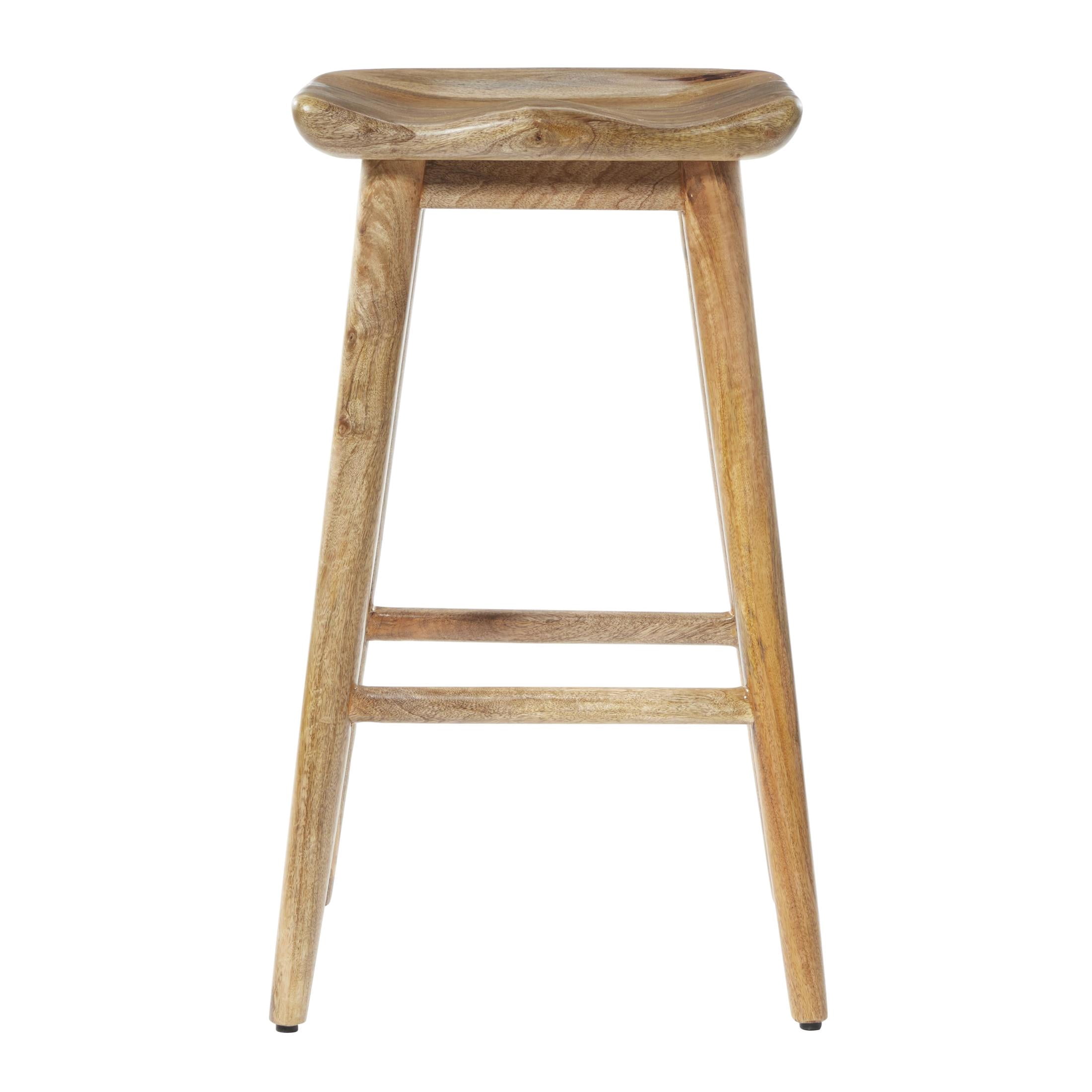 DecMode Wood Bar Stool with Footrest, Brown