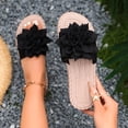thumbnail image 2 of KIJBLAE Women's Round Toe One Band Soft Sole Slide Slippers, Wide Width Indoor Outdoor Non Slip Casual Summer Beach Slides Black 38, 2 of 9