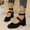 Black, variant on Square Toe Ankle Buckle Strap Closed Back Block Mid Heel Suede Mary Jane Shoes for Women Spring Summer Casual Footwear Fashion Daily Walking Wearing Brown 9(42)