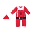 thumbnail image 2 of Traje de Navidad para bebé, mameluco de Papá Noel, conjunto de trajes infantiles, ropa para recién nacido para cumpleaños 95 rojo, 2 of 9