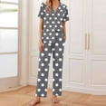 thumbnail image 2 of Tnhcen Women's 2 Piece Cotton Pajama Set Short Sleeve Sleepwear Top Pants Print Nightwear Set S-2XL, 2 of 6