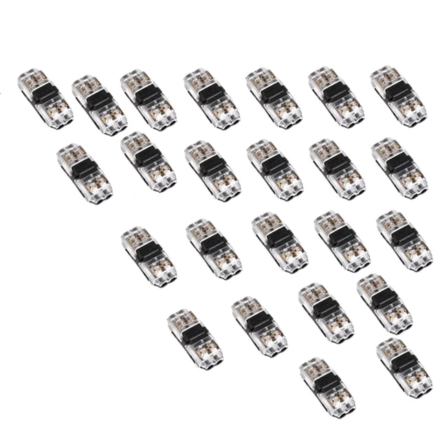 ARCADORA 2 Pin 2 Way Led Connector 24Pcs Black Compact Quick Connection For 22-18 Awg Solid Stranded Wire Led Strip Lighting
