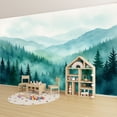 thumbnail image 6 of Wallpaper Misty Pine Forest Layered Mountain Landscape Watercolor Peel and Stick Wall Murals 100"H x 144"W Removable PVC Wall Paper Self-Adhesive Wall Paintings Art Decor for Bedroom Living Room, 6 of 7