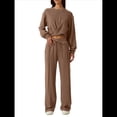 thumbnail image 2 of Conjunto de Chándal de 2 Piezas para Mujer: Sudadera Corta con Parte Delantera y Pantalón Deportivo de Pierna . Conjunto de Estar por Casa. Camello XL, 2 of 8