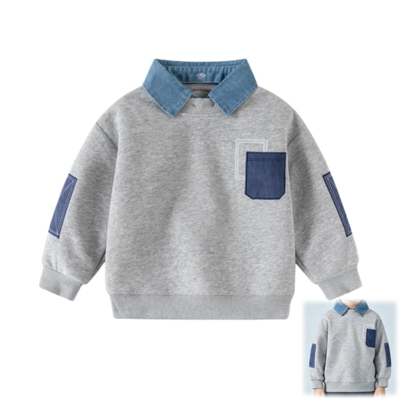 YOUYEDIAN Toddler Boys Fleece Sweatshirts Casual Cute Long Sleeve Lapel Pullover Sweater