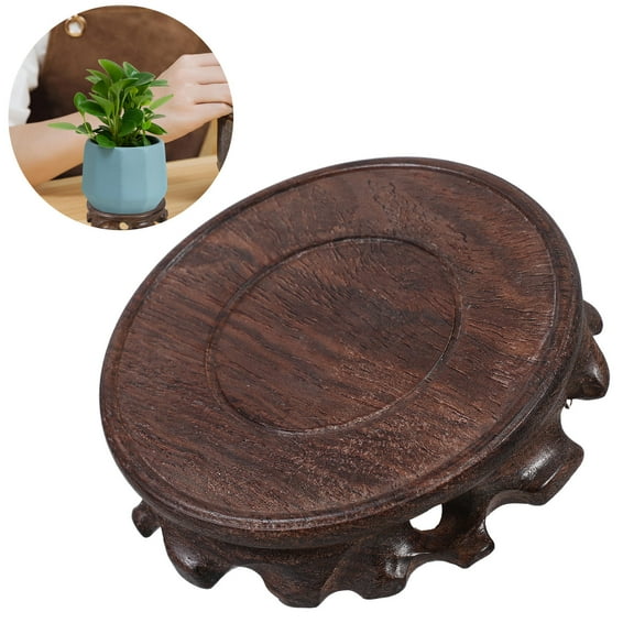 FRCOLOR Wood Plant Stand Round Wood Riser Display Stand Flower Pot Holder Multi-Functional Round Wood Base For Teapot Vase Bonsai Fish Tank 11.5X10cm