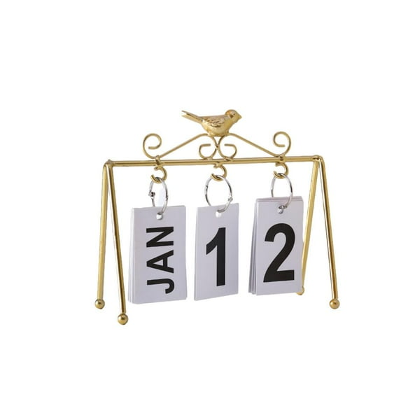 Godderr Nordic Style Bird Table Calendar Metal Bracket Flip Stand Calendar, Home Decor 6.7x7.1in