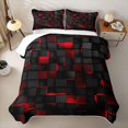 thumbnail image 2 of Castle Fairy Futuristic 3D Cube Quilt King 3 Pieces,Abstract Neon Red Rim Highlight King Coverlet Set,Black Bright Red,1 Bedspread and 2 Pillowcases, 2 of 7