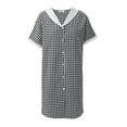 thumbnail image 3 of Baywell House Dress Women Cotton Duster Robe Short Sleeve Housecoat Button Down Nightgown Black S-2XL, 3 of 6