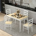 thumbnail image 4 of Costway 5 Piece Rubberwood Space Saving Dining Table with Chair Natural, 4 of 8