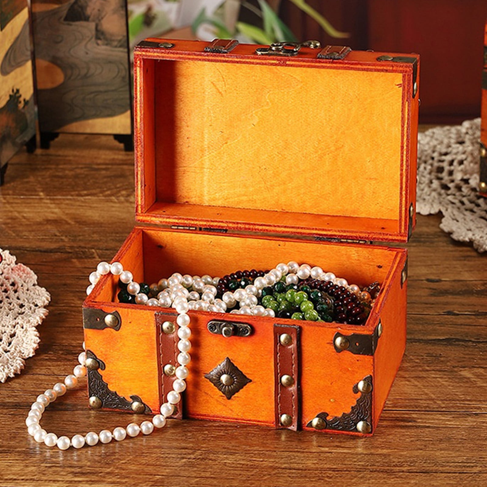 Decorative Storage Box With Metal Mechanism For Jewelry Photos Memorabilias Secure Combination Lock Wooden Chest