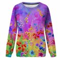 thumbnail image 4 of Camisas informales de manga larga para mujer, sudadera de cuello redondo con estampado Floral de plantas, jersey de cuello redondo, túnica holgada con estampado de puesta de sol Pompotops  gfhjh19834, 4 of 5