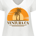 thumbnail image 4 of Inktastic Ventura California Retro Sunset Women's Plus Size V-Neck T-Shirt, 4 of 5