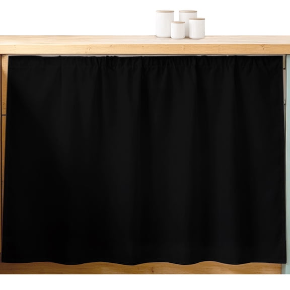 Black Solid Cabinet Curtains Color Sink Skirt Privacy Short Cabinet Curtain for Kitchen Bathroom Self Adhesive Waterproof Under Sink Curtain 10" W x 11" L