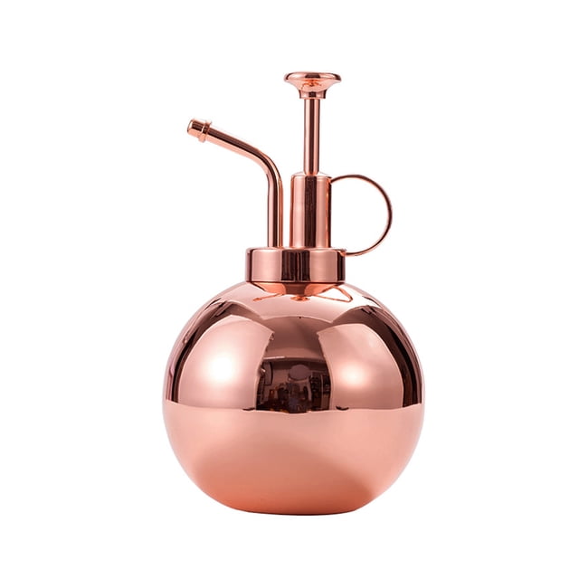 Inteprter Plantas Jardinería Flor Botella de spray Regadera Acero inoxidable Presión Estilo Retro Metal Interior Hogar Bonsai Jardín y Patio Oro rosa Inteprter HA083554-03