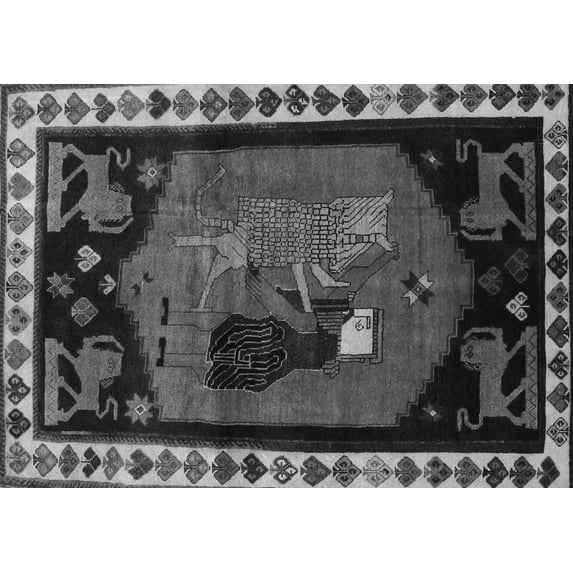 Ahgly Company Indoor Rectangle Animal Gray Traditional Area Rugs, 8' x 12'