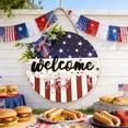 thumbnail image 4 of Clearance! Round Wooden Welcome Sign Independence Day Door Hanger Star Stripe Wall Plaque Patriotic Front Porch Entryway Fireplace 4th Of July Memorial Day Labor Day Home Decor For Housewarming Decor, 4 of 9