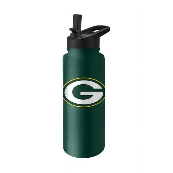 Logo Brands 612-S34QB-8 Green Bay Packers Quencher Logo Flip Top Water Bottle