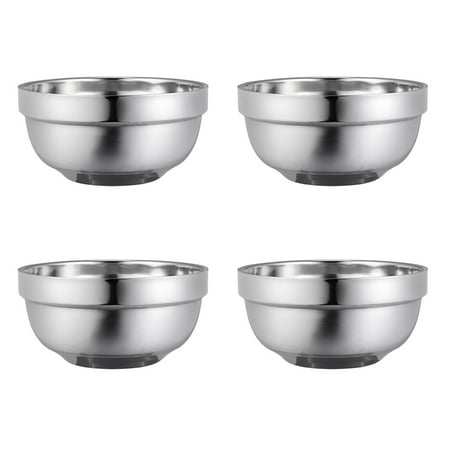 

4pcs 12cm Double Layer Stainless Steel Bowls Anti-Hot Insulated Bowl Child Soup Bowl Family Dinnerware Rice Bowls