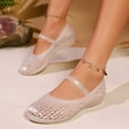thumbnail image 6 of Jelly Mesh Ballet Flats for Women Fishnet PVC Clear Hollow Jellies Sandals Comfortable Beach Ballerina Flats Shoes White 8.5, 6 of 7