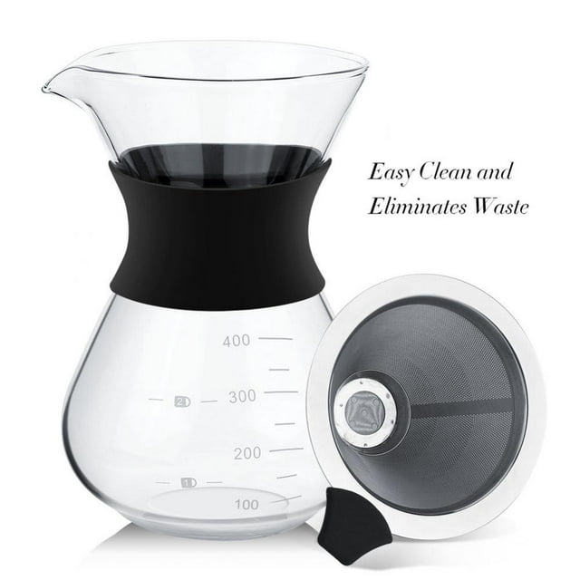 MesaSe Otvivap Cafetière à Filtre Manuelle en Acier Inoxydable 10 Tasses