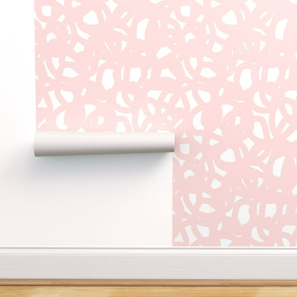 PeelandStick Removable Wallpaper Pink Abstract Freestyle White