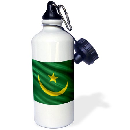 3dRose Flag of Mauritania waving in the wind, Sports Water Bottle, 21oz