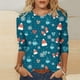 thumbnail image 2 of Camisas Navideñas Para Mujer Moda Blusa de Manga Tres Cuartos Cuello Redondo Casual Chriatmas Impreso Tops Odeerbi ODB200425, 2 of 5