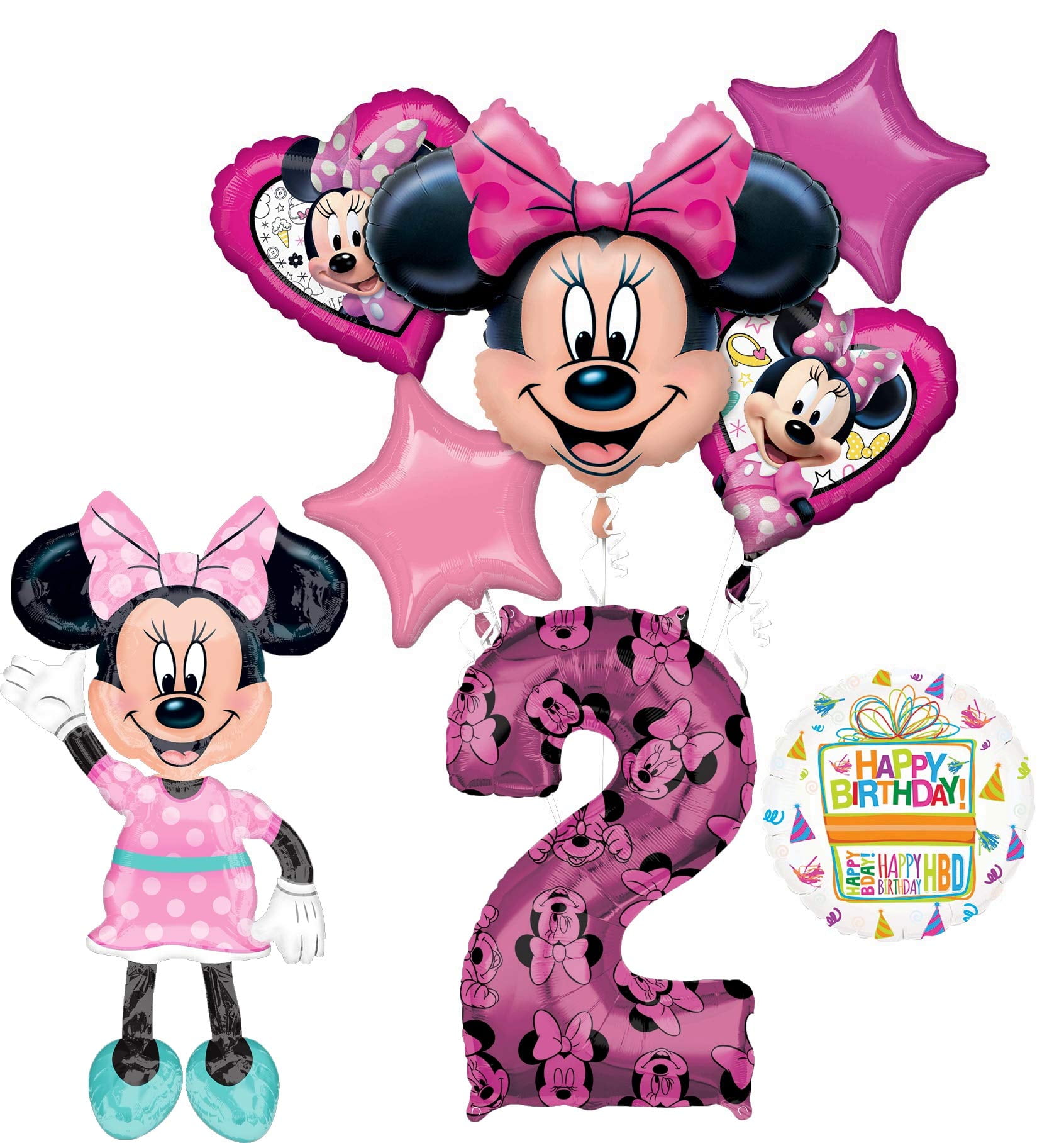 Minnie Mouse Party Supplies 2nd Birthday Happy Helper Airwalker Balloon Bouquet Decorations