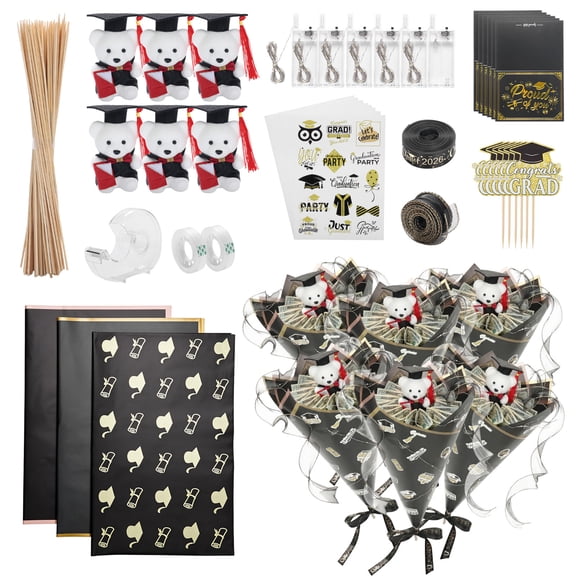 Kicpot 2026 Graduation Gifts for Money Bouquet Kit DIY Flower Bouquet Kit Class of 2026 DIY Money Gift Ideas for Middle High School College