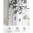 thumbnail image 6 of Black Leaves Sheer Curtains 84 Inch Length 2 Panels Set for Living Room/Bedroom, Summer Botanical Kitchen Curtains with Grommet Semi-Sheer Curtains Drapes Voile Window Treatments 42"x84"x2, 6 of 7