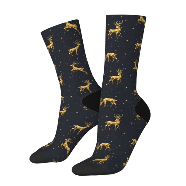 Fotbe Christmas Deers Calcetas Largas con Estampado para Hombre y Mujer – Calcetas de Compresión Transpirables y Elásticas, Viajar y Uso Diario Talla 5-11
