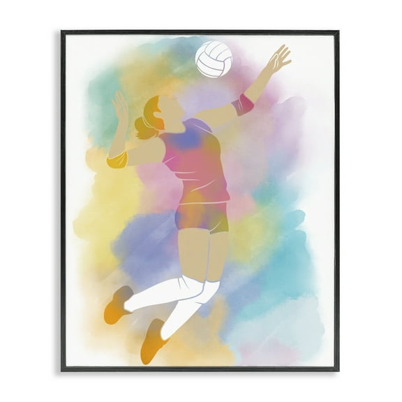Stupell Industries Colorful Sports Volleyball Black Framed Giclee Art, design by Marcus Prime, 14 x 11