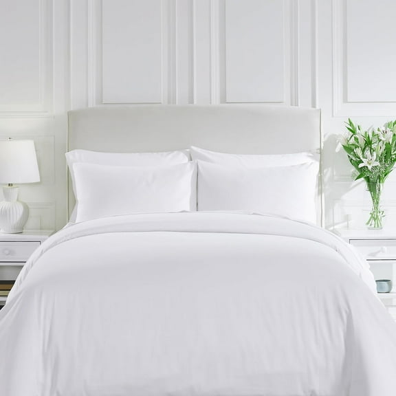 3 Pc Full/Queen Duvet Cover Set - Winner Good Housekeeping Best Bedding Awards 2025, 400 Thread Count Sateen, 100% Cotton Duvet Cover Queen Size,Button Closure,Corner Ties -White