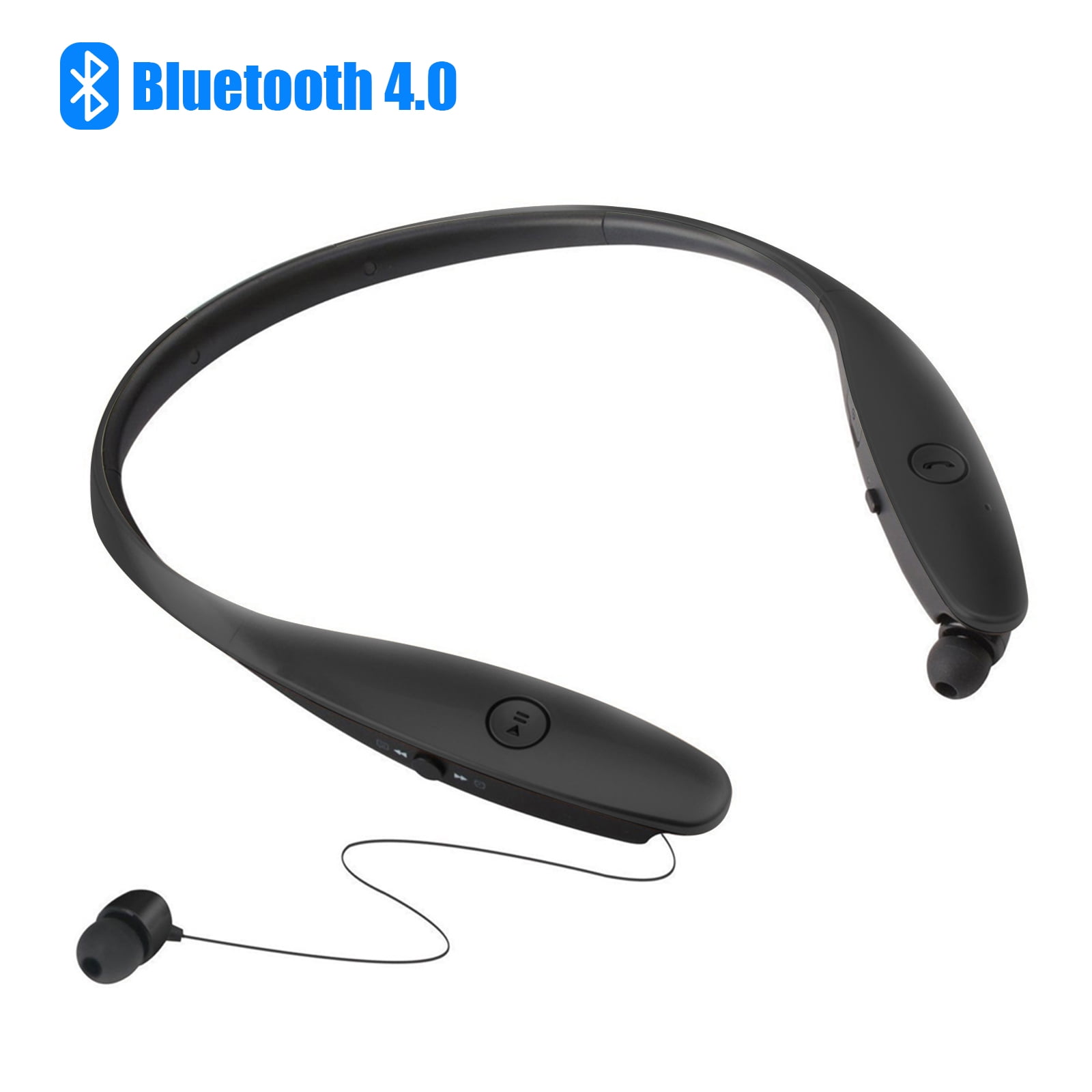 Bluetooth Headphones Wireless Neckband Headset - Sweatproof Sports Earphones with Noise Cancelling Mic, Retractable Earbud and 10 Hours Play Time For iPhone 11/11 Pro Android Cellphone Tablets TV