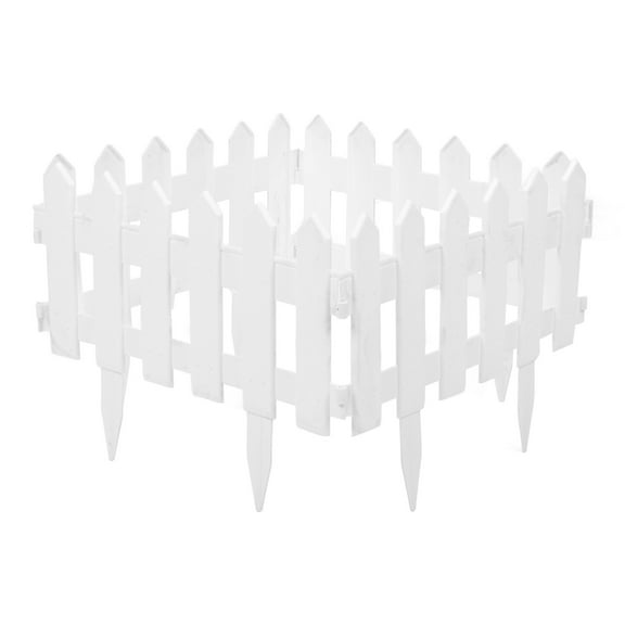 RENACLIPY White Plastic Garden Fence Panels, 5-Piece Decorative Outdoor Yard and Lawn Fencing Set for Garden and Patio