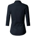 thumbnail image 3 of Doublju Women's 3/4 Sleeve Slim Fit Button Down Dress Shirt (Plus Size Available), 3 of 5