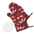 thumbnail image 2 of LAKIMCT Gants de Four et Porte-Casseroles Flamants Roses Tropicaux Rouges Antidérapants Résistants à la Chaleur pour Cuisine Pâtisserie Cuisson Barbecue, Ensemble de 4 Pcs, 2 of 9