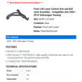 thumbnail image 2 of Front Left Lower Control Arm and Ball Joint Assembly - Compatible with 2004 - 2010 Volkswagen Touareg 2005 2006 2007 2008 2009, 2 of 2