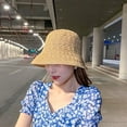 thumbnail image 4 of FNNMNNR Reversible Double Sides Wear Bucket Hat Short Brim Foldable Anti-UV Hollow Out Crochet Floppy Top Sun Hat Fashion Accessories, 4 of 10