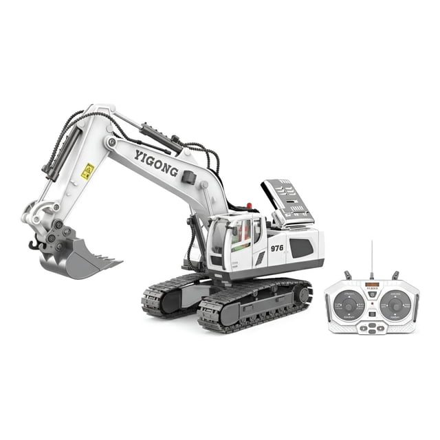 Juguete Maquina Retro Excavadora Auto Control Remoto Blanco
