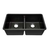 32" x 19" Quartz Kitchen Sink, 50/50 Double Bowl Sink, Drop-in Sink, Undermount Sink, Granite Kitchen Sink, Galaxy Black Kitchen Sink by Lexicon Platinum LP-5050-K-SO
