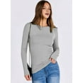 thumbnail image 5 of Women Long Sleeve Shirts Rib Knit Slim Fit Tops Fall Outfits Casual T-Shirt Underscrubs Layer Clothes Flower Gray L, 5 of 8