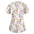 thumbnail image 3 of Genuiskids Easter Womens Scrubs Tops T-Shirt Easter Eggs Bunny Print V Neck Short Sleeve Medical Scrub Shirts Working Uniform Wear with Pockets Red, 3 of 5