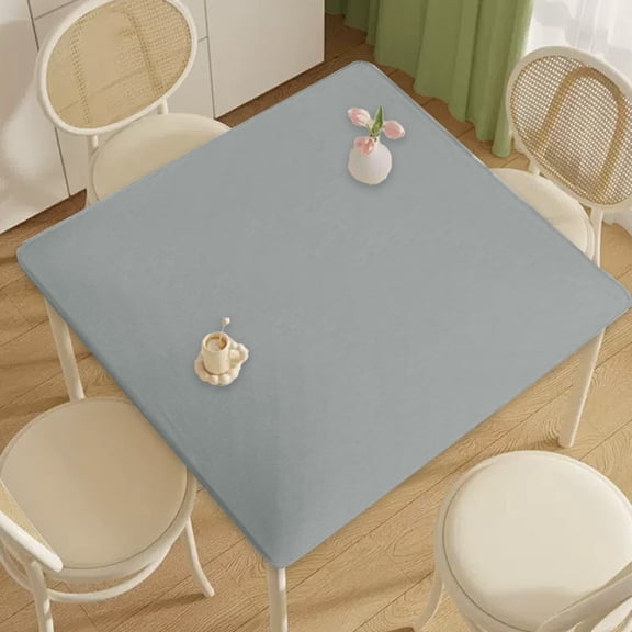 34x34 Inch Stretch Tablecloth for Square Tables, Universal Fit Elastic Table Cover, Dust-Proof Stain-Resistant Table Overlay for Parties, Weddings and Home Decor