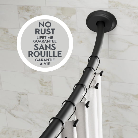 Better Homes & Gardens Rustproof Dual-Mount Adjustable Curved Shower Curtain Rod, No Drill Tension or Wall Mount