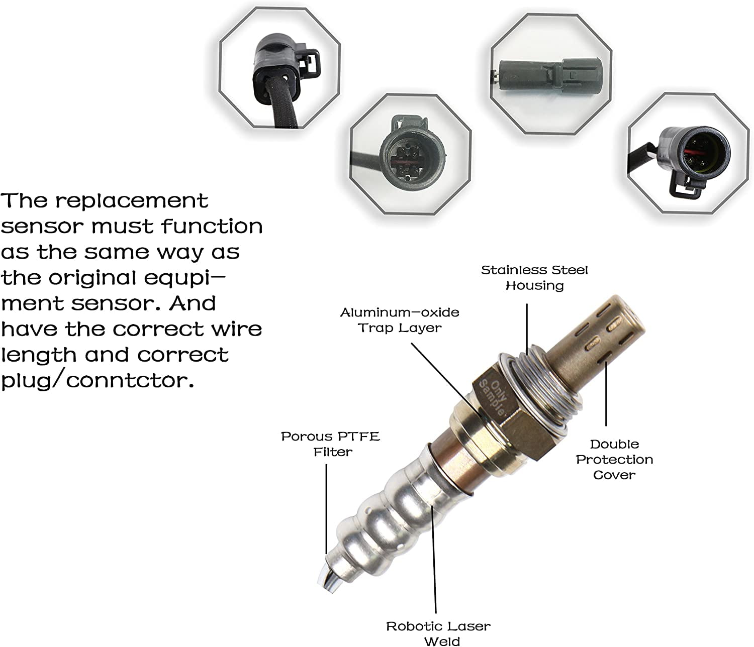 Oxygen Sensor O2 Sensor Front Rear Upstream Downstream for Ford, Lincoln, Mercury & Mazda - Ranger, Mustang, Expedition, Explorer, Escape, F150, Tribute Compatible with Bosch 15717 15718 (1PCS)