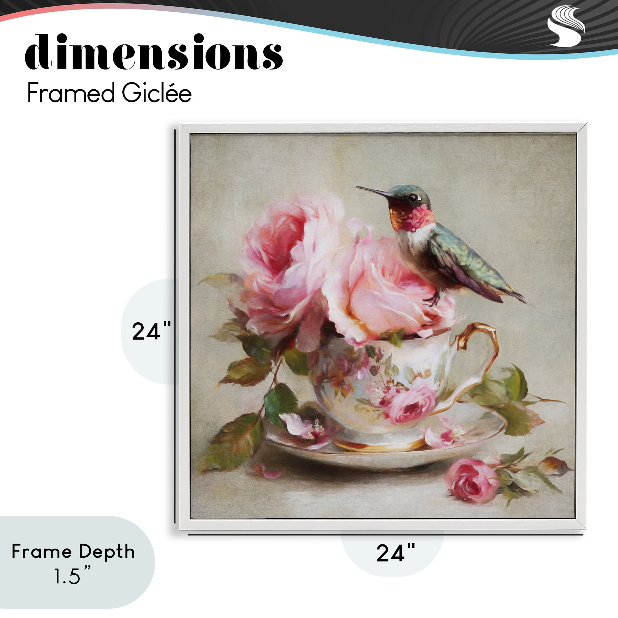 Stupell Industries Hummingbird & Tea Cup White Framed Giclee Art, design by Tina LeCour