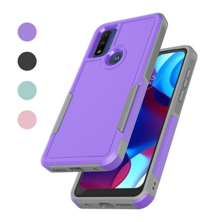 For Motorola Moto G pure/ G Power (2022) Case, 2 in 1 Hard PC Phone Case for Moto G pure/ G Power（2022）, Takfox Rubber & Rugged Shockproof Full Body Protection Case Cover,Purple