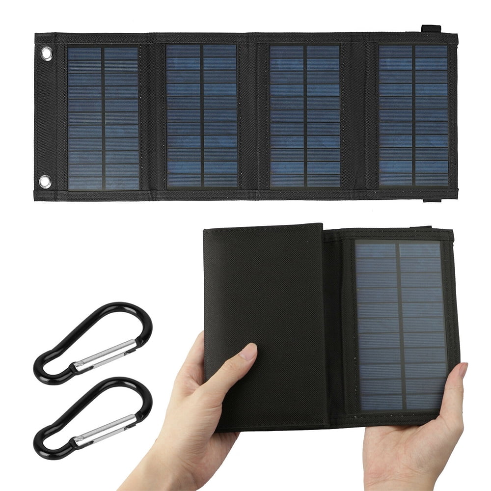 Solar Charger 80W, Solar Power Bank with 4 Foldable Panels, USB Portable Phone Charger for Outdoor Camping, Hiking, Camouflage